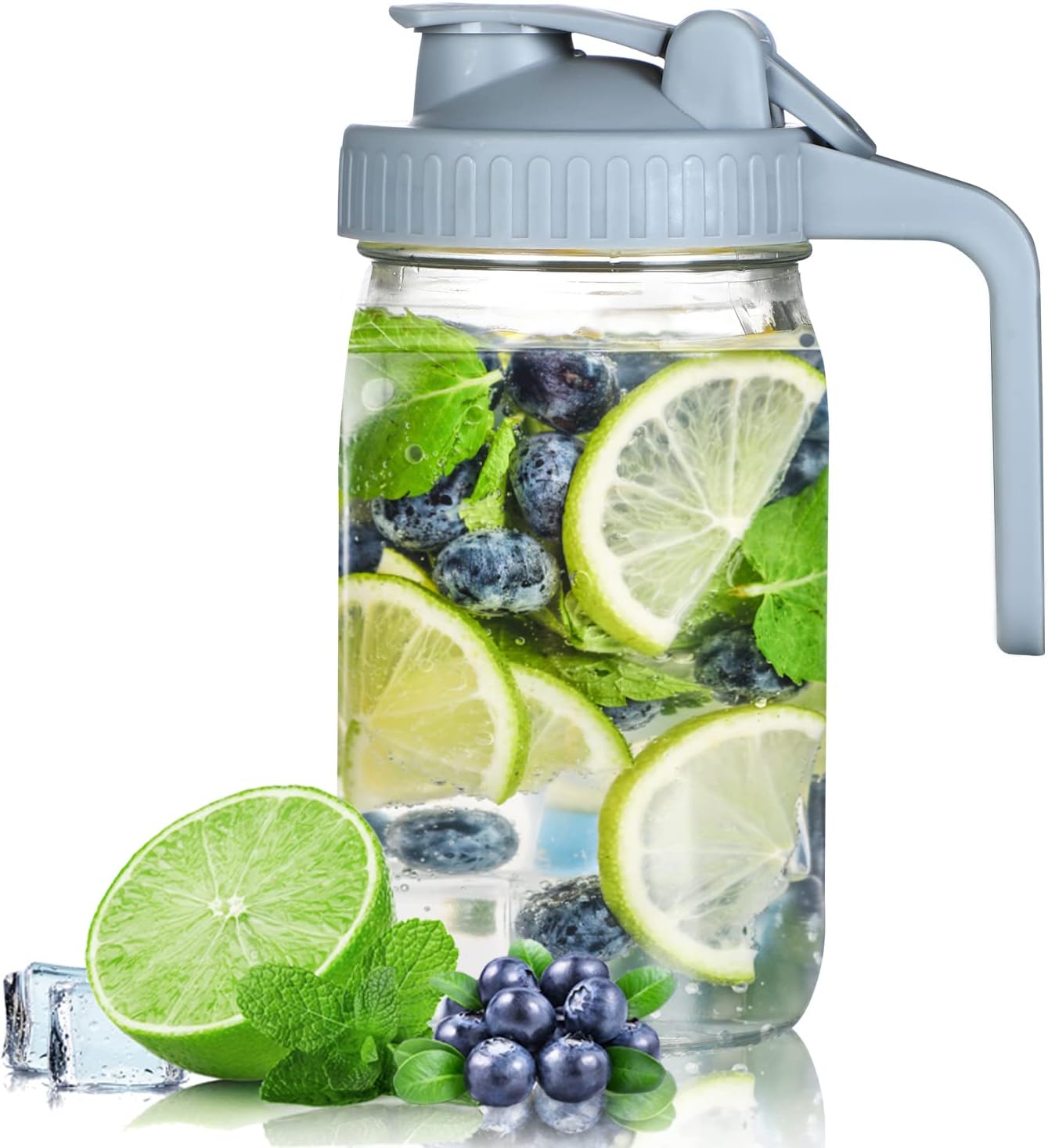 Mason Jar Pour Spout Lid 32oz Airtight Glass Pitcher with
