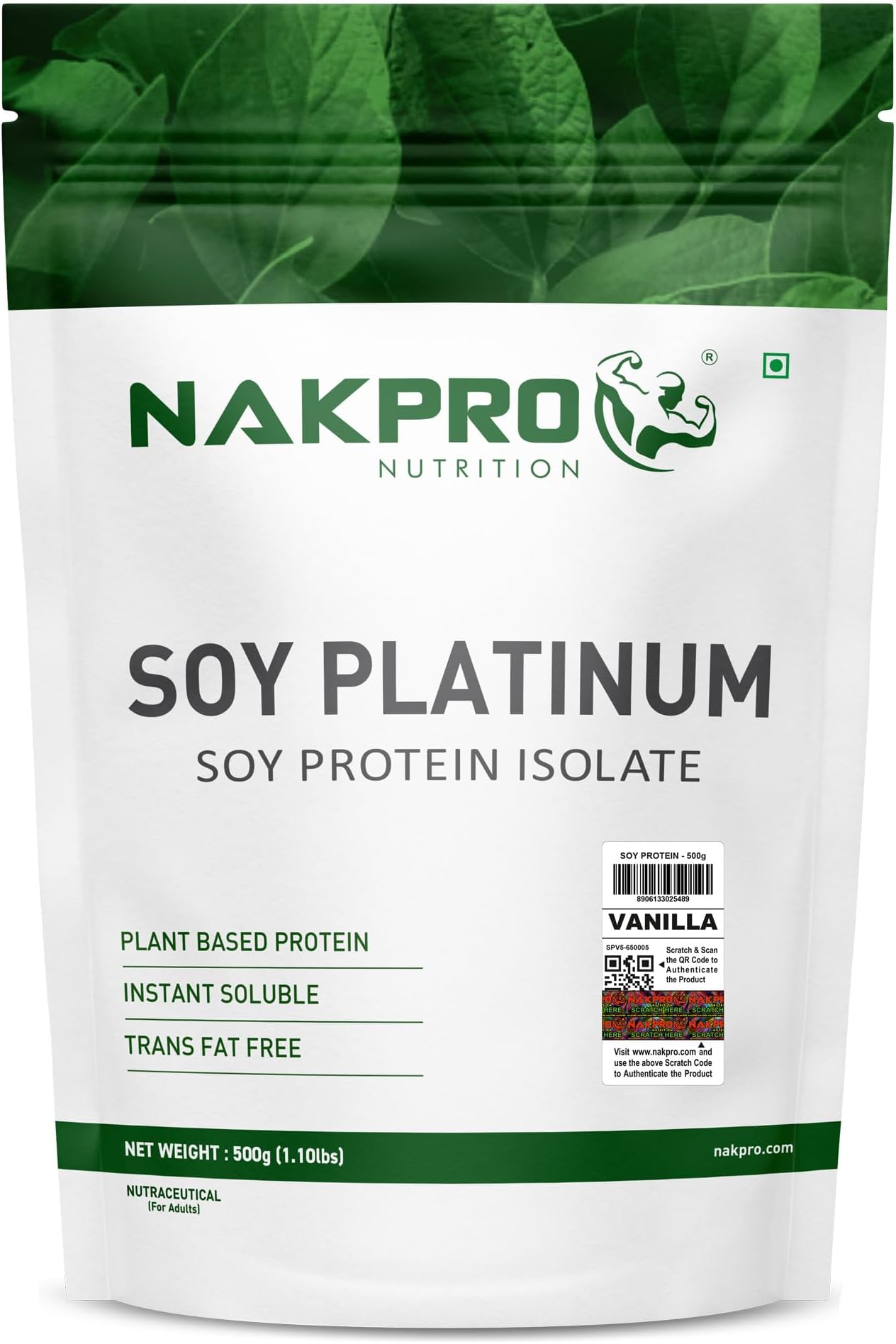 100% Soy Protein Isolate, Vanilla - 500g | 25.3g Protein |Plant Based Protein Powder |All Essential Amino Acids for Support and Recovery