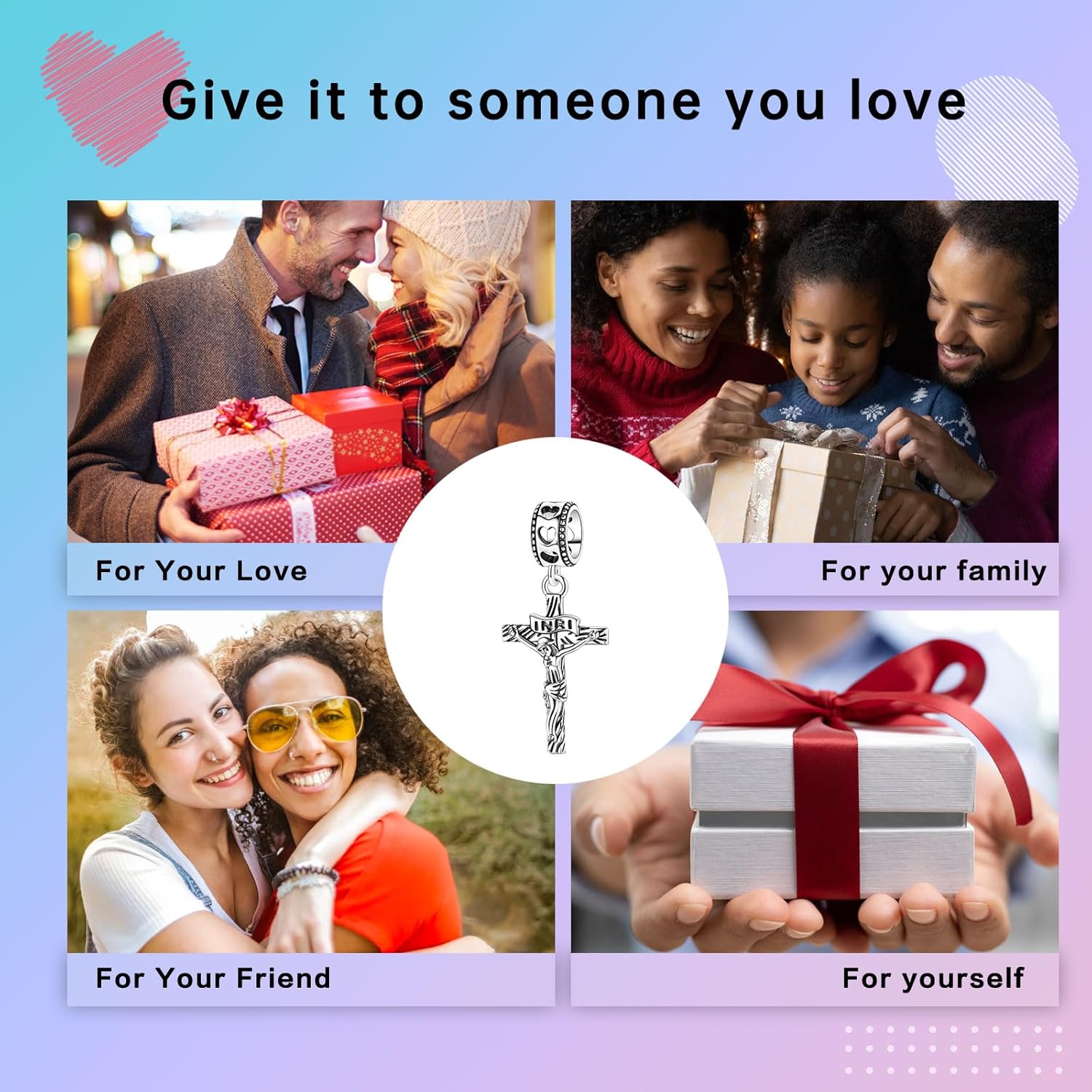 LUXILLA 925 Sterling Silver Charm Golden Family Tree Sparkling Cross Cute Dragon Charms Fits Bracelets Necklace Pendant Bead Jewelry Gift for Women Family Friends - Image 6