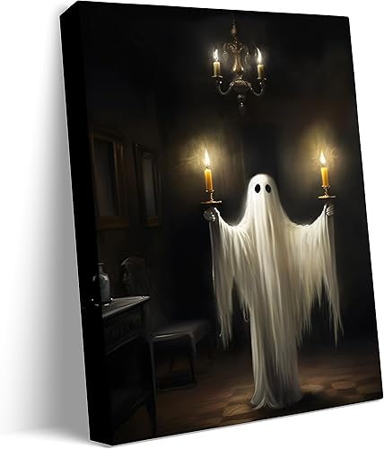 Lienzo decorativo para pared, diseño de fantasmas inquietantes que sostienen velas, pintura gótica para decoración de habitación de academia oscura,