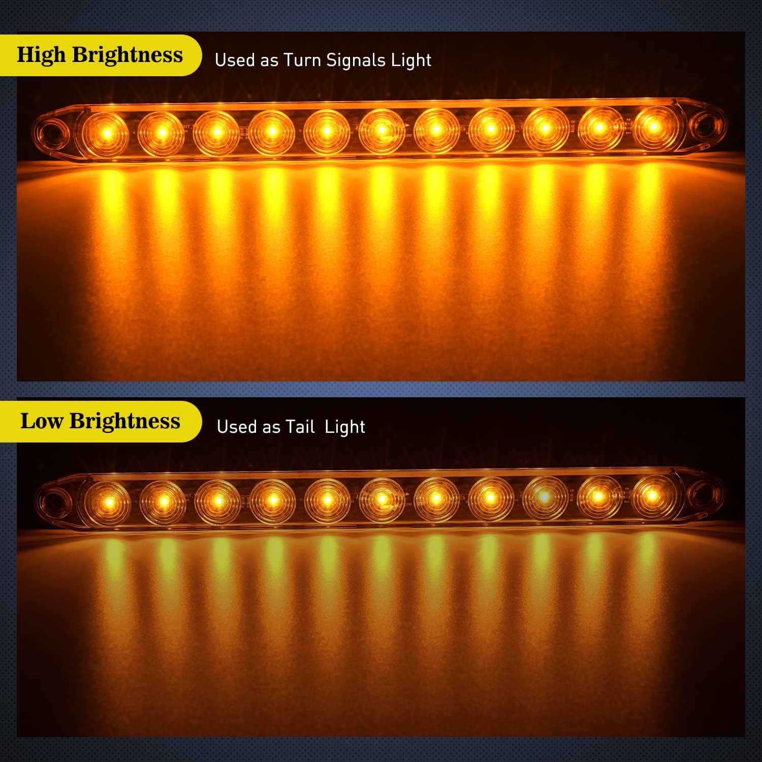 Nilight 16Inch Trailer Marker ID Bar 2PCS 11 LED Amber Turn Signals Tail Light DOT Compliant IP65 Waterproof for Truck Trailers Cargo Carriers