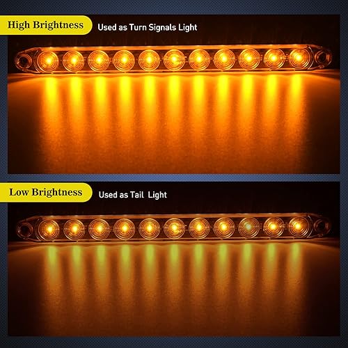 Miniatura 3 de Nilight Barra de identificación de marcador de remolque de 16 pulgadas, 2 piezas, 11 luces LED ámbar, señales de giro, luz trasera, cumple con DOT,