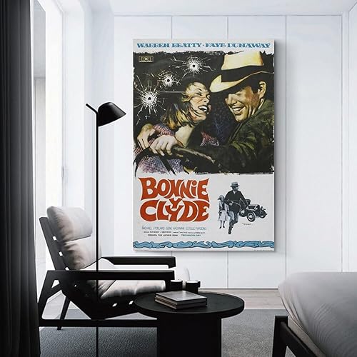 Miniatura 3 de Bonnie & Clyde - Póster de película de 1967, lienzo impreso, póster de arte de pared para dormitorio, sala de estar, decoración de 12 x 18 pulgadas