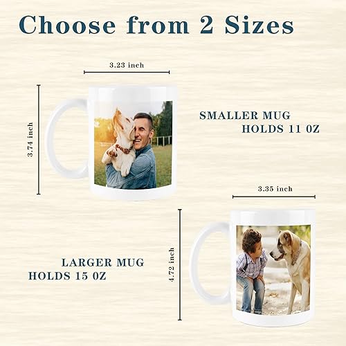 Miniatura 6 de Taza de café personalizada con diseño de logotipo de fototexto, impresión de doble cara de 11 onzas, taza de café personalizada con imágenes,
