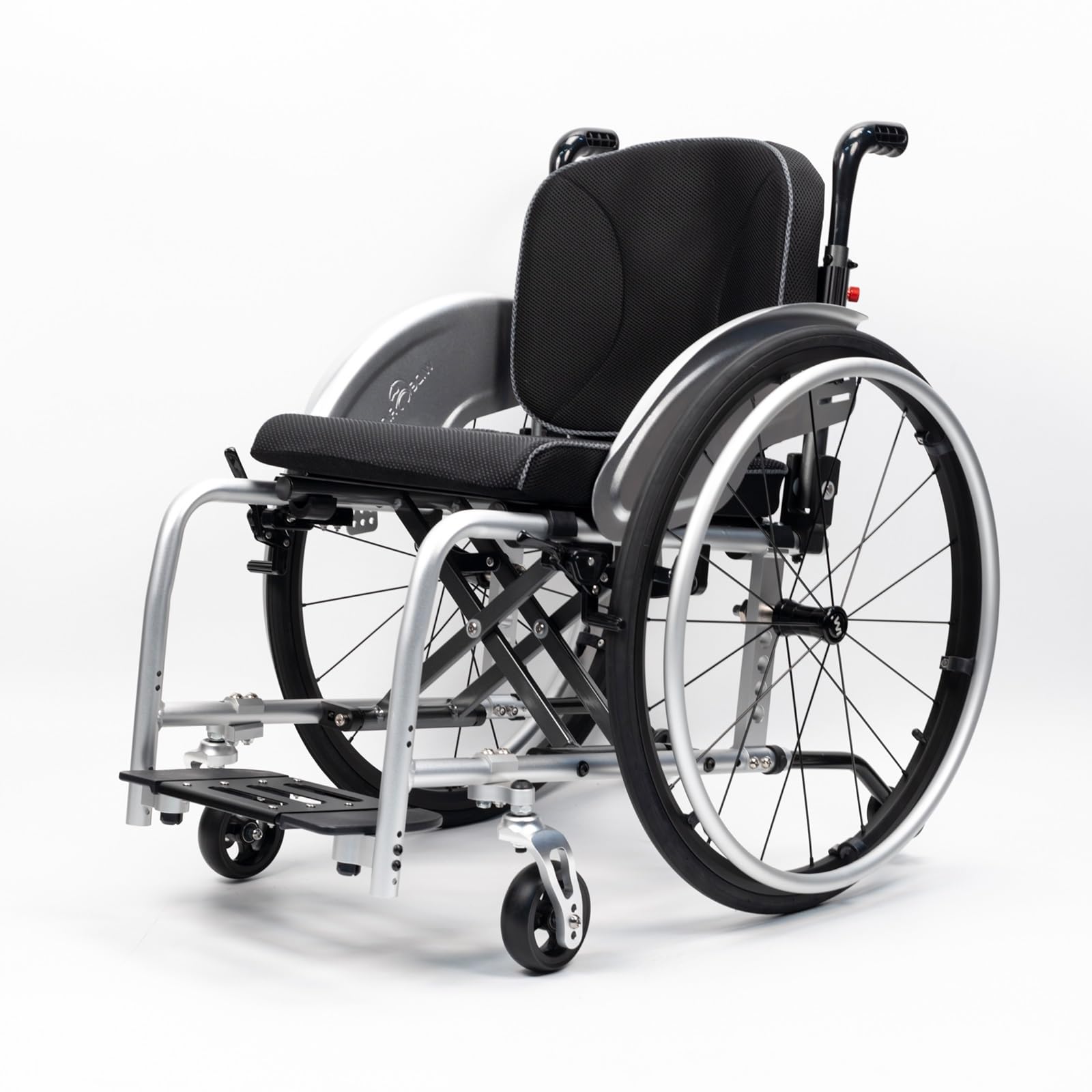 SXSLTSA Lightweight Folding All-Terrain Wheelchair Hand Brake Anti-Tipper Aluminum Sports Chair Adults Seniors, Mute Self-Propelled(Black,Seat Width 42cm/16.5in)