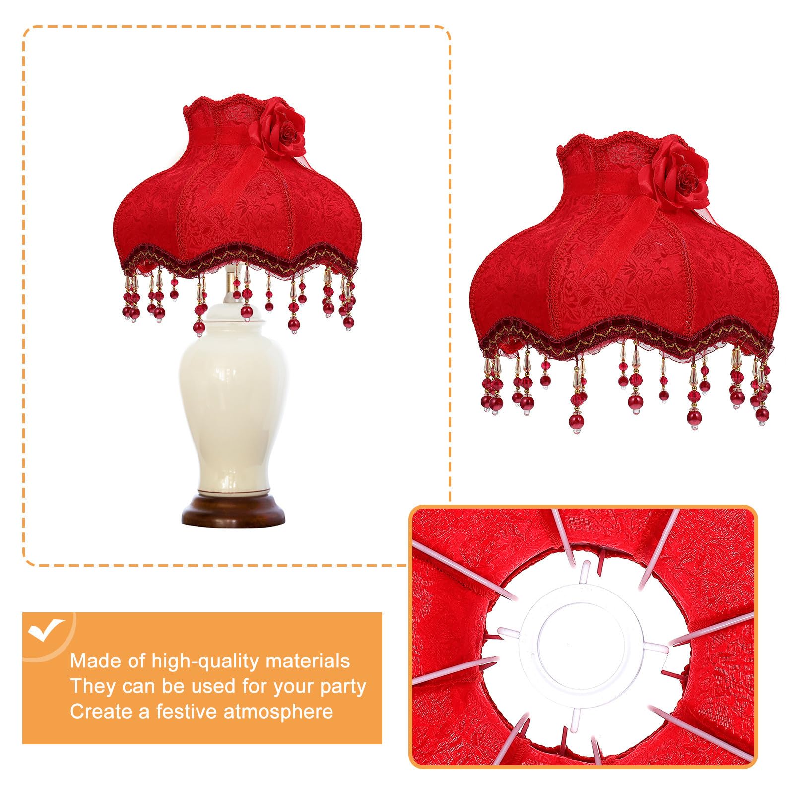 Europäischer Retro Lampenschirm aus Stoff E27 Rot für Leuchten