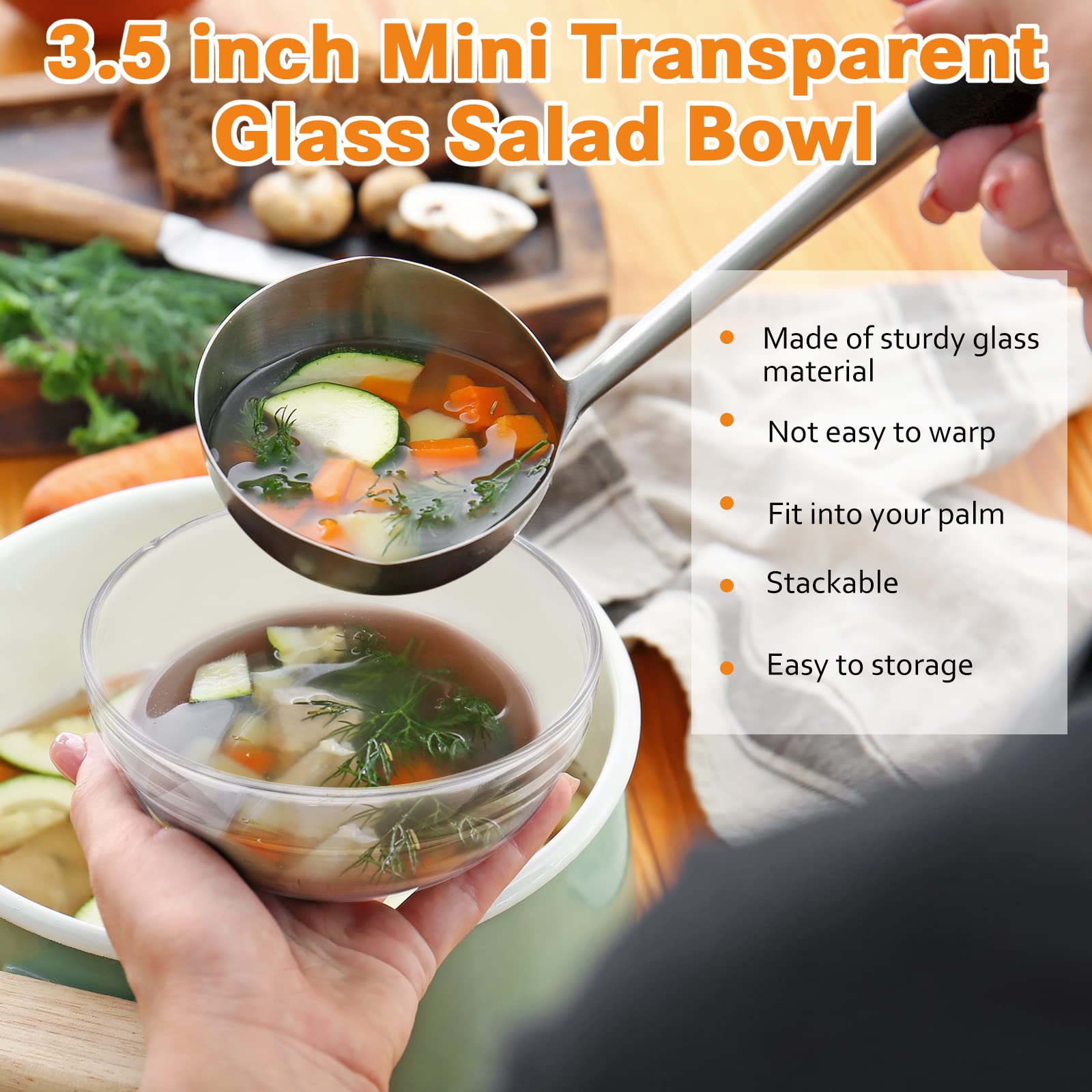 36 Pcs 3.5 Inch Small Glass Bowls 4.5 oz Clear Prep Bowls Microwavable Stackable Glass Mixing Bowls Dishwasher Safe Dessert Bowls Freezer Safe Pinch Bowls for Ramekins Dips Candy Nut Salad