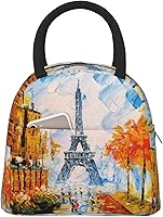 Vista 24 de Fiokroo Lonchera aislada con estampado a cuadros blancos y negros y negros, bolsa de almuerzo reutilizable para escuela, trabajo, universidad