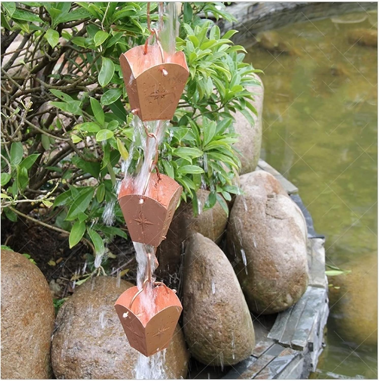 Amazon Co Jp 鎖樋 8つ星の雨水チェーンコートの装飾チェーン ビンテージコート 雨水を迂回させるレインキャッチャーシステム用 Color Black ホーム キッチン