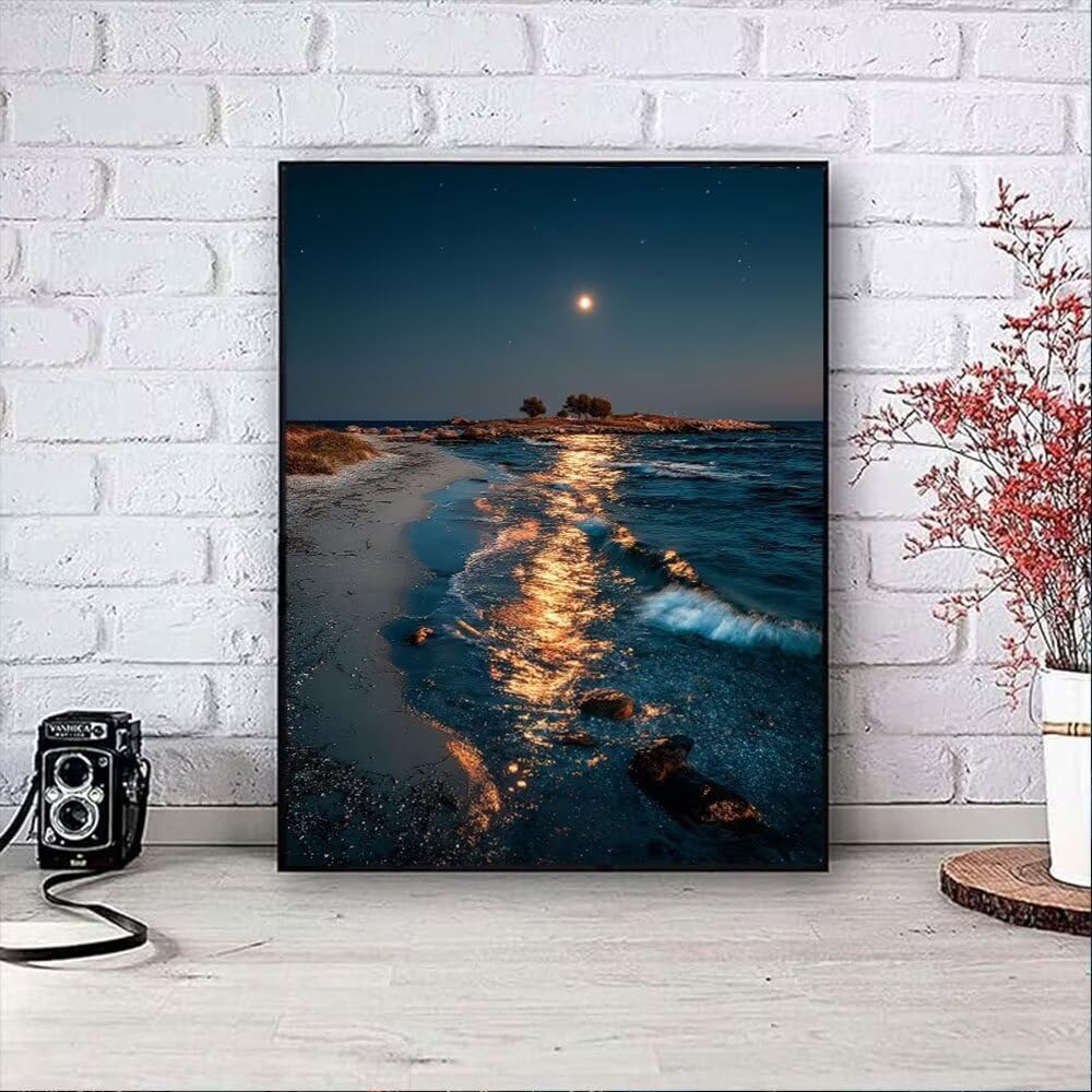 Krajobrazy Plaża Fale Diamentowe Malowanie Dorosłych Zestawów, 5D Wiertło Okrągłe Diamenty Malarstwo Dzieci Malarstwo, Diamant Art Haft Cross Stitch Obrazy, Mozaika Sztuka Do Dekoracji Ściany 90x120cm