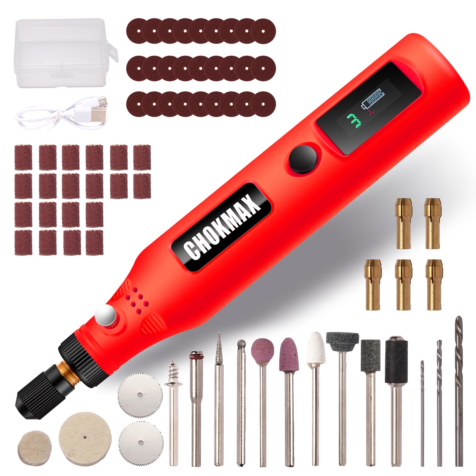 Mini utensile rotante senza fili kit smerigliatrice 3 velocità 72 accessori ricarica USB-C levigatura lucidatura rettifica