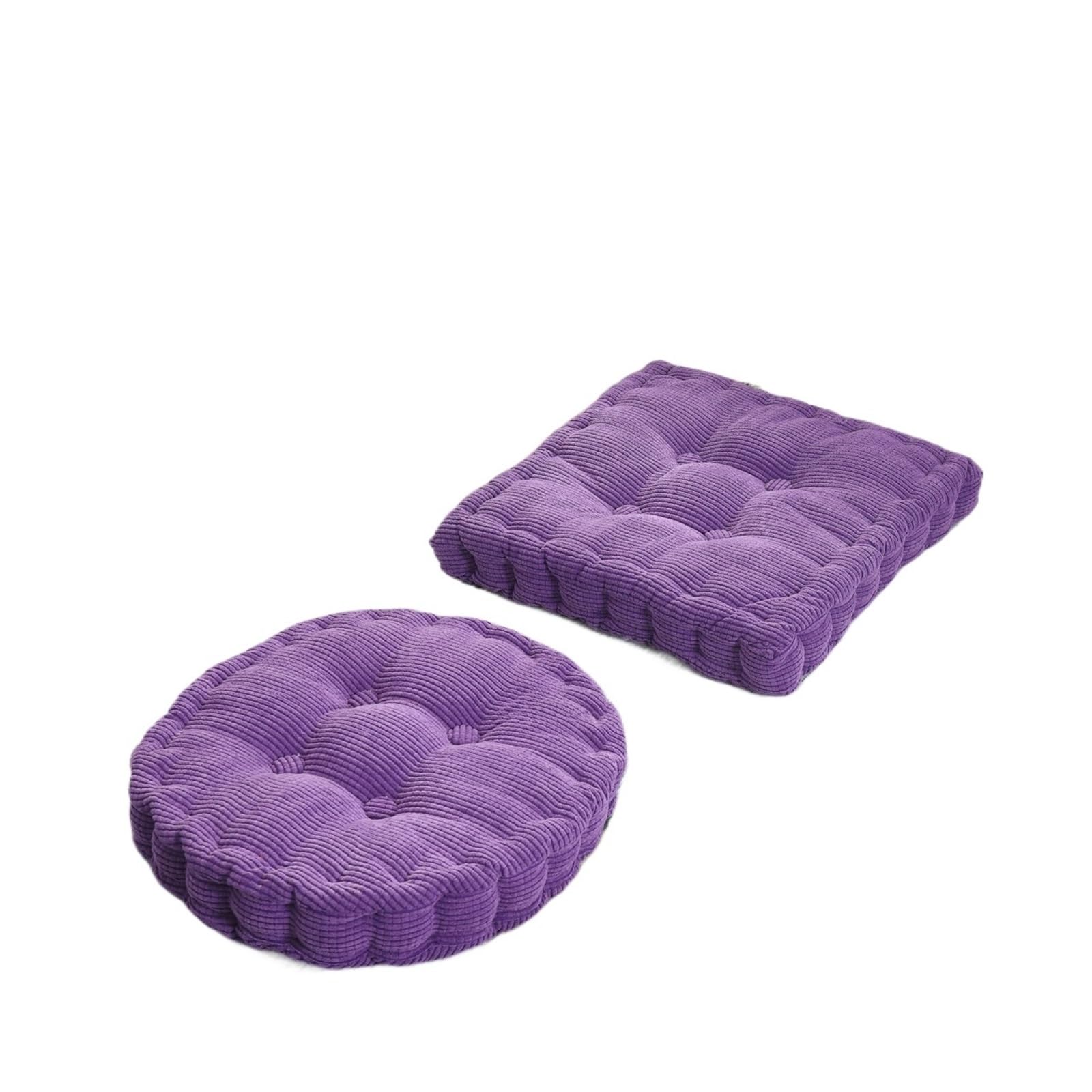 GIJMZY Floor Square Pillow For Seating On Solid Tufted Thick Pad Cushion For Yoga Balcony Chair Seat Cushions Pouf(Purple,Round 40cm)