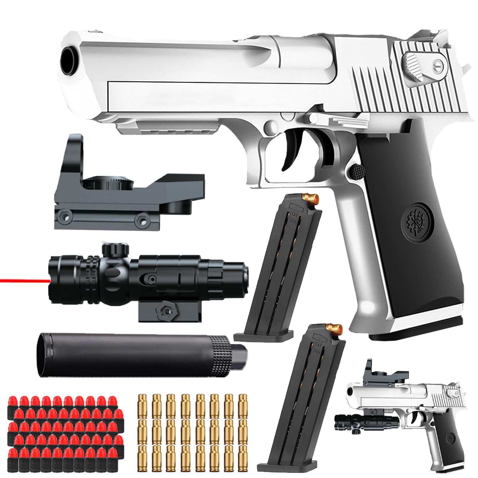 Bybykoi Pistola giocattolo M1911 per bambini, 1:1, pistola giocattolo in schiuma, pistola soft-bullet, modello a pistola per bambini