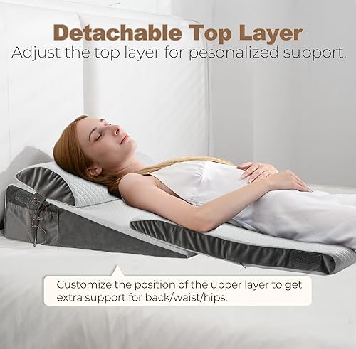 Miniatura 3 de ENITYA Almohada de cuña de cama para apnea del sueño, 3 piezas, almohada de cuña para aliviar el reflujo ácido/alivio del dolor