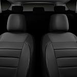 CAR PASS Faux Leather Car Seat Covers Front Seats Only, 3D Foam Support Car Seat Covers, Universal fit for Trucks Vans SUVs Sedans Automotive Comfortable, Airbag Compatible 2 Pieces Front Solid Black