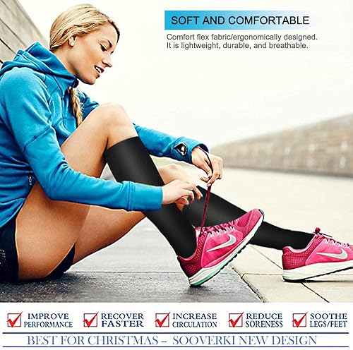 Miniatura 68 de Sooverki - Calcetines de compresión de cobre para circulación, para mujeres y hombres, 6 pares, para correr, atletismo, medicina, enfermería, viajes