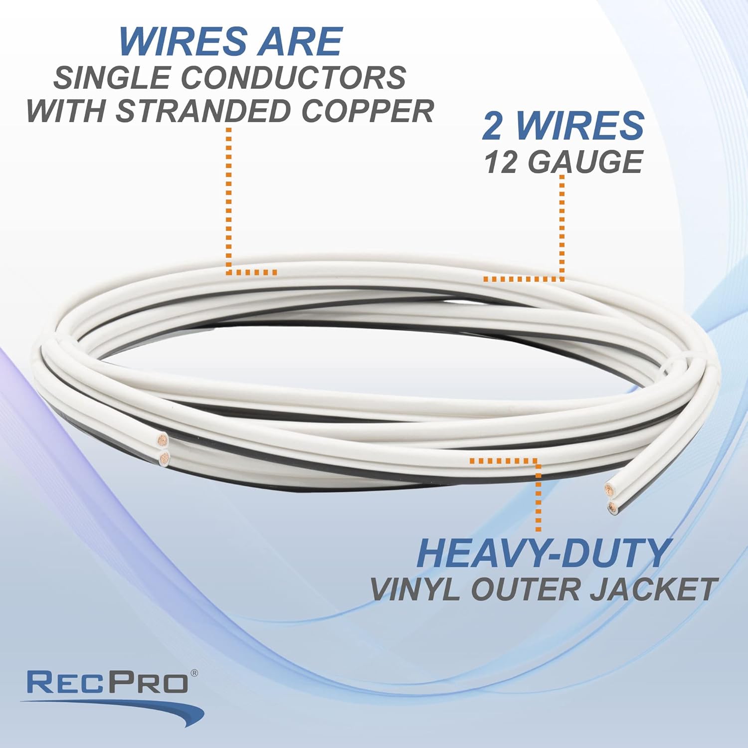 RV Wiring | Trailer Light Brake Cable Wiring Harness 12-2 12 Gauge 2 Wire Jacketed (100 Feet)