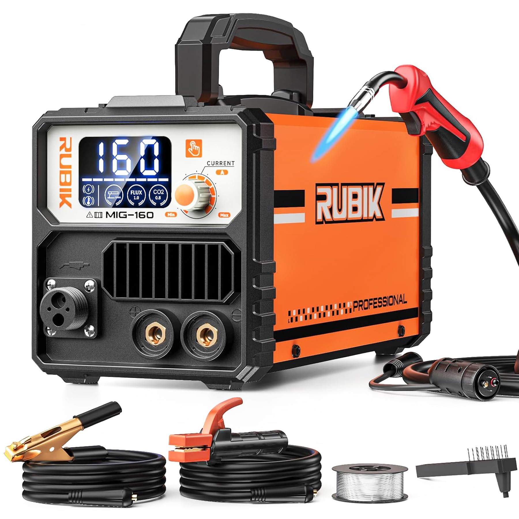 Spawarka MIG 160 A, spawarka 3 w 1, spawarka bezgazowa Flux MIG/Lift TIG/Stick MultiProcess MIG, spawarka 110 V, sterowanie synergiczne inwerterem IGBT, idealny sprzęt do spawania mig dla spawaczy