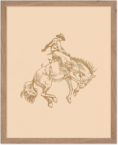 Miniatura 53 de Poster Master Póster de Rodeo marrón – Estampado retro de vaquero sobre caballo – Arte de vaquero – Arte occidental – Arte del salvaje oeste –