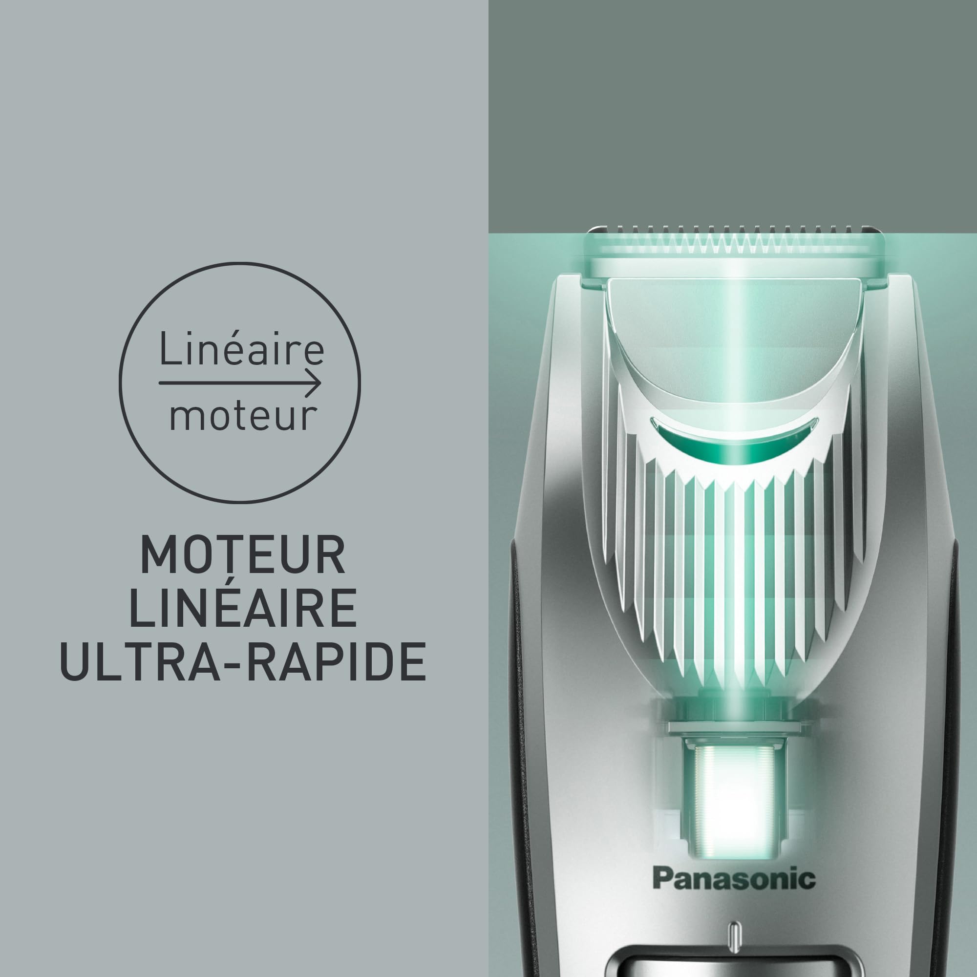 Panasonic ER-SB60S-803 Tondeuse à Barbe pour Hommes, Portable Sans Fil Étanche, 20 réglages de longueur, 2 Accessoires, Embout de Détail, Sans Fil et Filaire, Socle de Chargement, Argenté