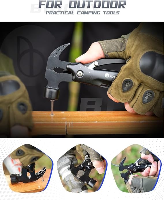 BIBURY Mini Hammer Multitool,Gifts for Men,Outdoor Accessories Camping Tool