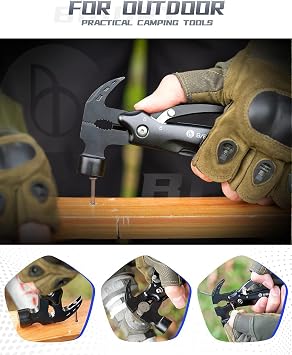 BIBURY Mini Hammer Multitool,Gifts for Men,Outdoor Accessories Camping Tool