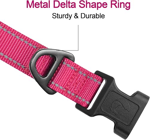 Vista 129 de Joytale - Collar reflectante para perro, collar de nailon transpirable con acolchado de neopreno suave para mascotas, ajustable para perros verde