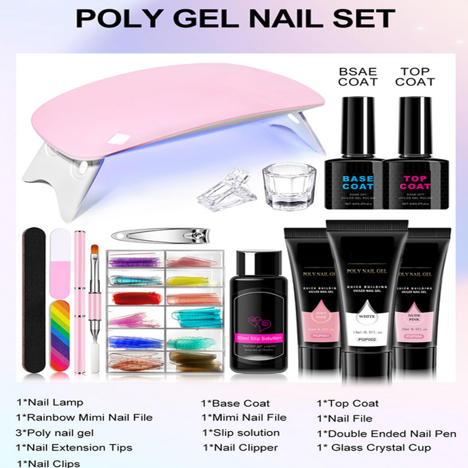 Kit Gel per Ricostruzione Unghie Strumento Manicure Leggero e Portatile | Gel Top per Estensione Unghie Ideale per Viaggi, Lavoro, Casa, Attività Estive e Scuola