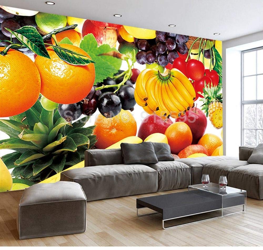 Papier peint mural fruits poster 3D en toile imperméable pour cuisine et salon 250x175 cm
