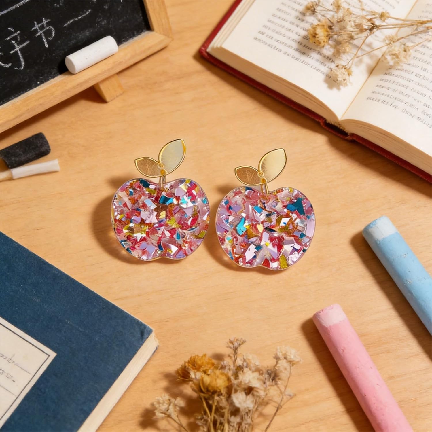 Teacher Earrings for Women - Apple & Pencil Charm Earrings, Cute Teacher Outfit Accessories, Back to School Jewelry Gift image 4