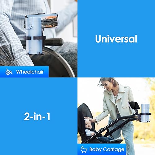 Miniatura 6 de WixGear Portavasos para cochecito con soporte para teléfono, portavasos para andador y silla de ruedas, soporte versátil para teléfono para
