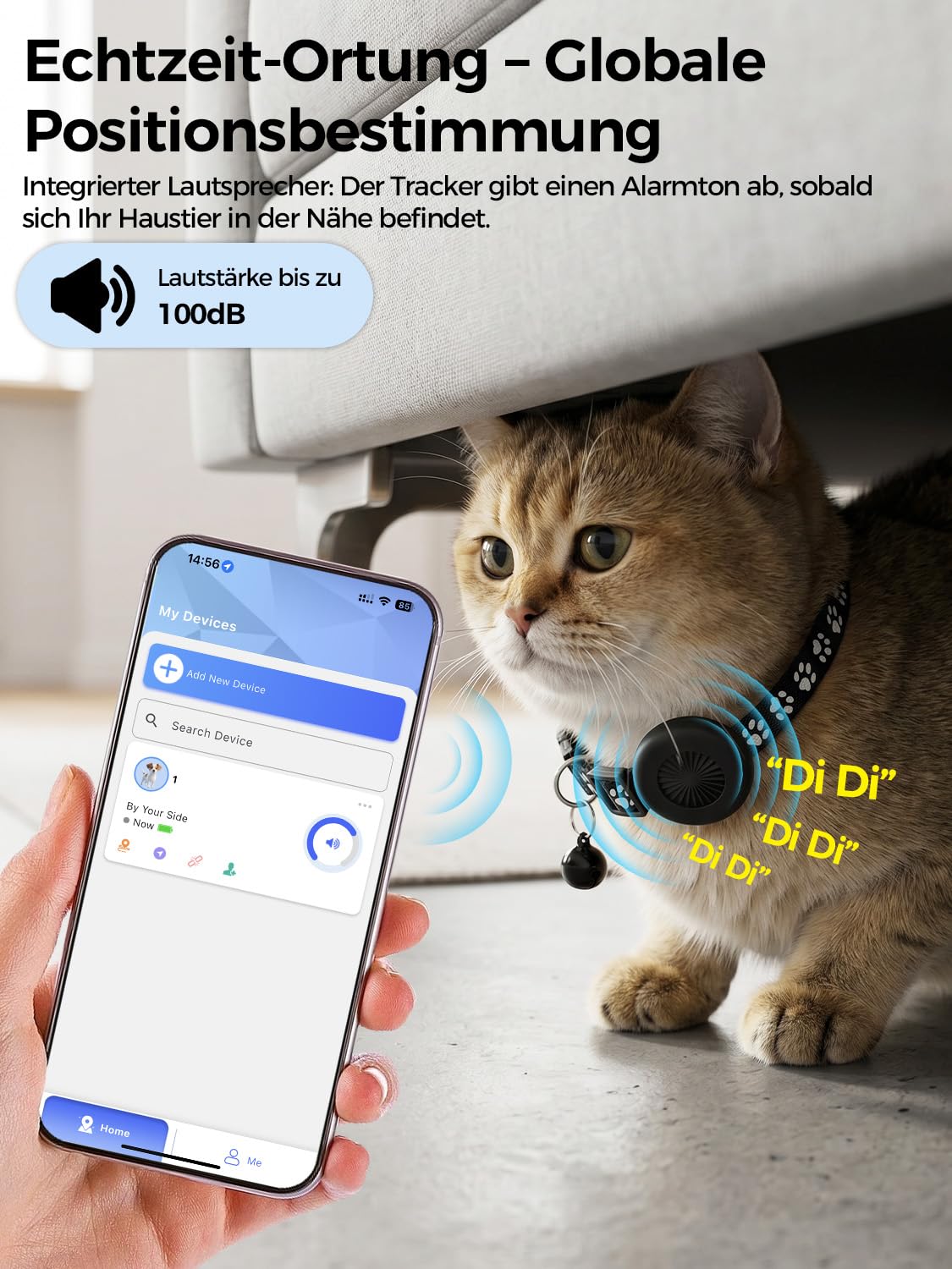 Collare GPS Gatto, GPS per Cani, Localizzatori GPS per Cani e Gatto Compatibile con iOS e Android, Tracciamento in Tempo Reale, Riproduzione Percorso 7 Giorni, Impermeabile IP67, Nessun Abbonamento