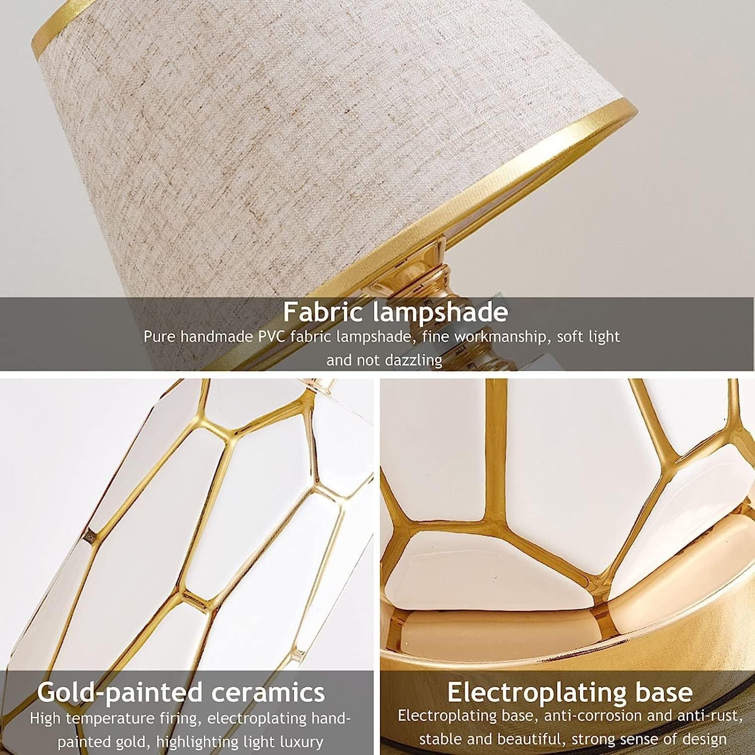 Lampy stołowe Nowoczesna ceramiczna lampa stołowa Nordic Light Luksusowa lampa biurkowa w kratkę Klosz z tkaniny w kształcie bębna Stolik nocny Lampki nocne do salonu Gabinet Biuro Dom wiejski