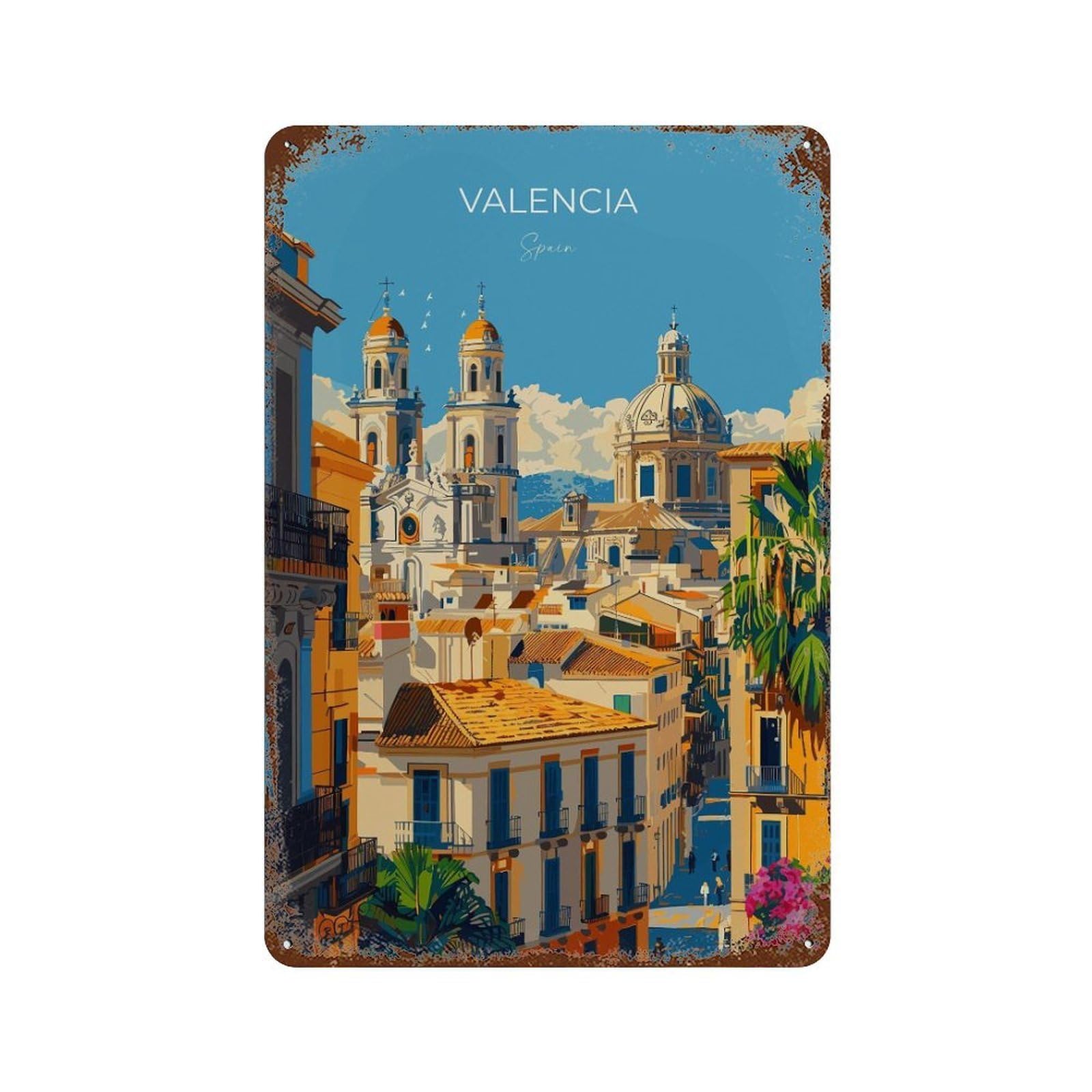 xiaoxiaoshen Valencia Travel of Spain Lovers Gift Wall Decor Art Metal Tin Poster Modern Home Decor Art Home Bar Shop Decorations Vintage Sign 30x20cm