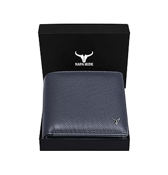 NAPA HIDE Top Grain Genuine Leather Wallet for Men (Blue)