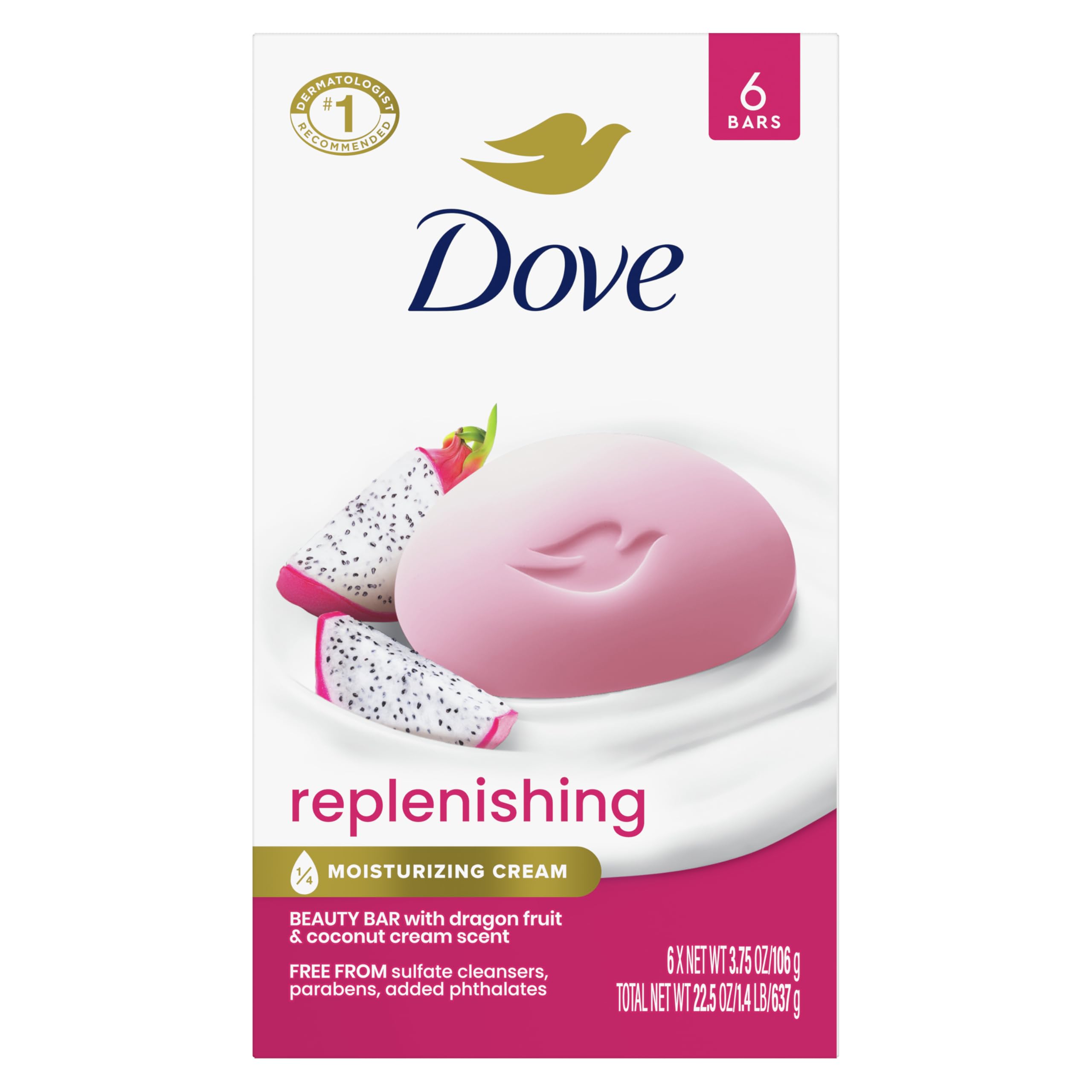 Dove Bar Soap 6 Count Dragon Fruit for Deep Nourishment for Calm Replenished Skin 3 75 oz