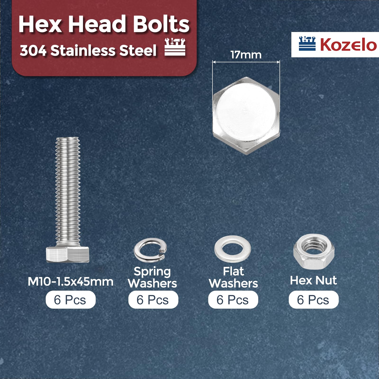 Kozelo 24 Pcs Bolts and Nuts Washers Kit - Image 2