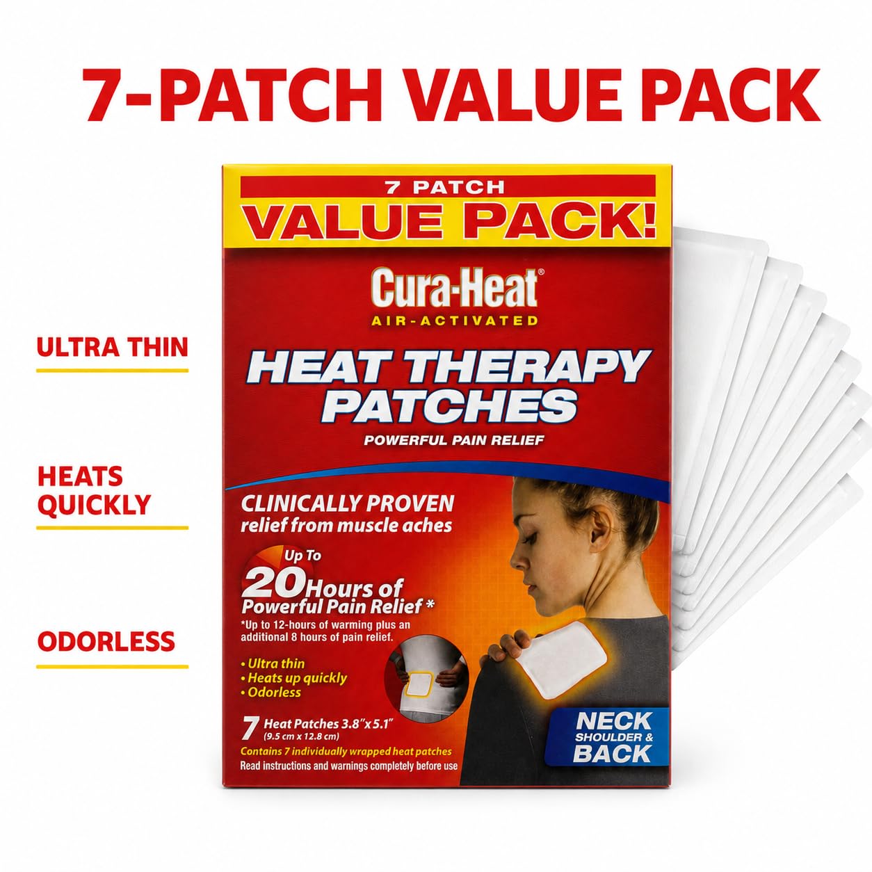 Cura-Heat Heat Therapy Patches, Air Activated, Neck Shoulder & Back, Value Pack 7 Heat Patches — Amazon image 4