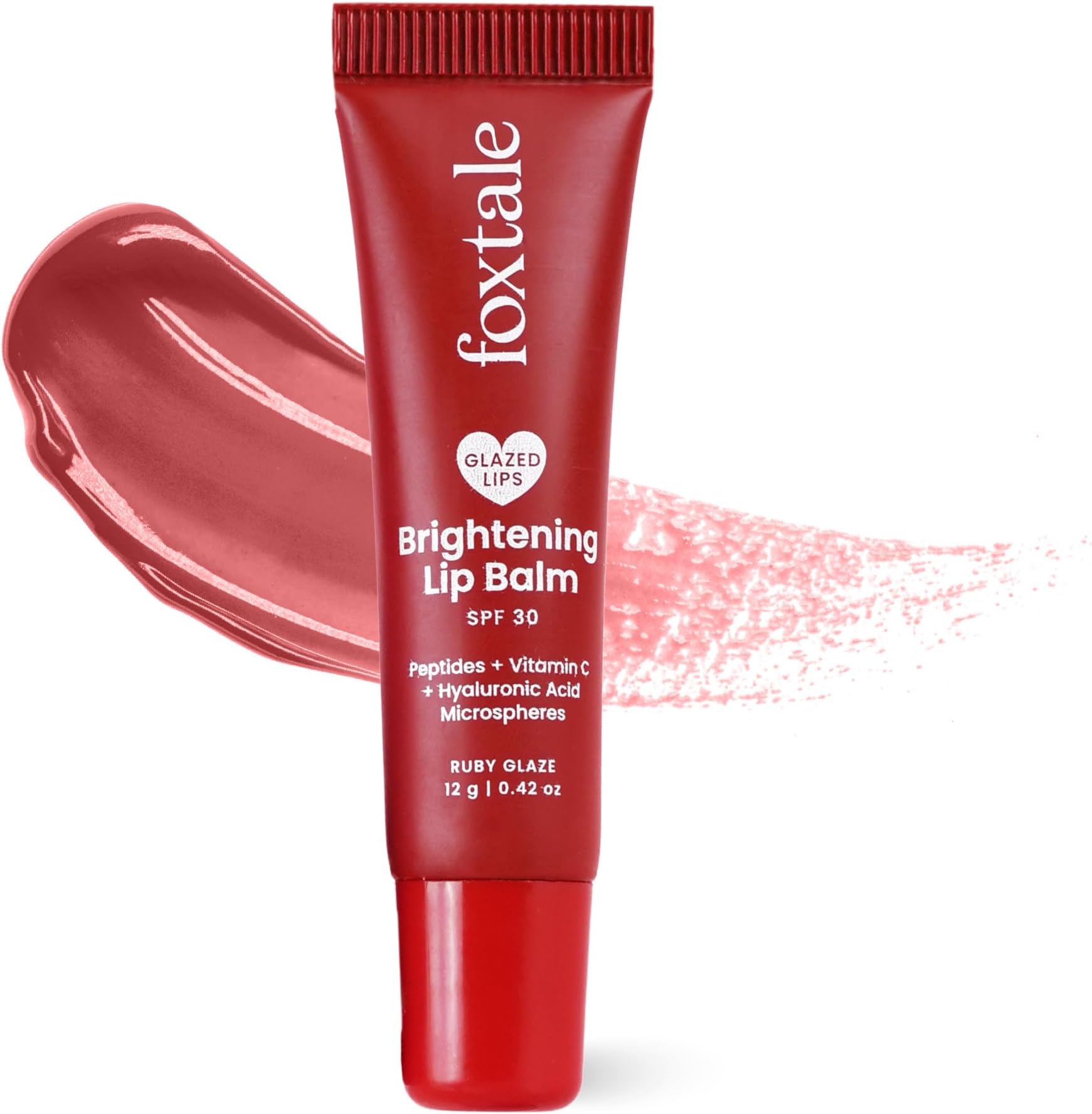 FoxTale Limited Edition SPF 30 Brightening Balm with Peptides, Vitamin C & Hyaluronic Acid | Brightens Lips | Reduces Pigmentation | Hydrates Lips | SPF Lip Balm | Tinted Lip Balm Valentine Ruby Muse