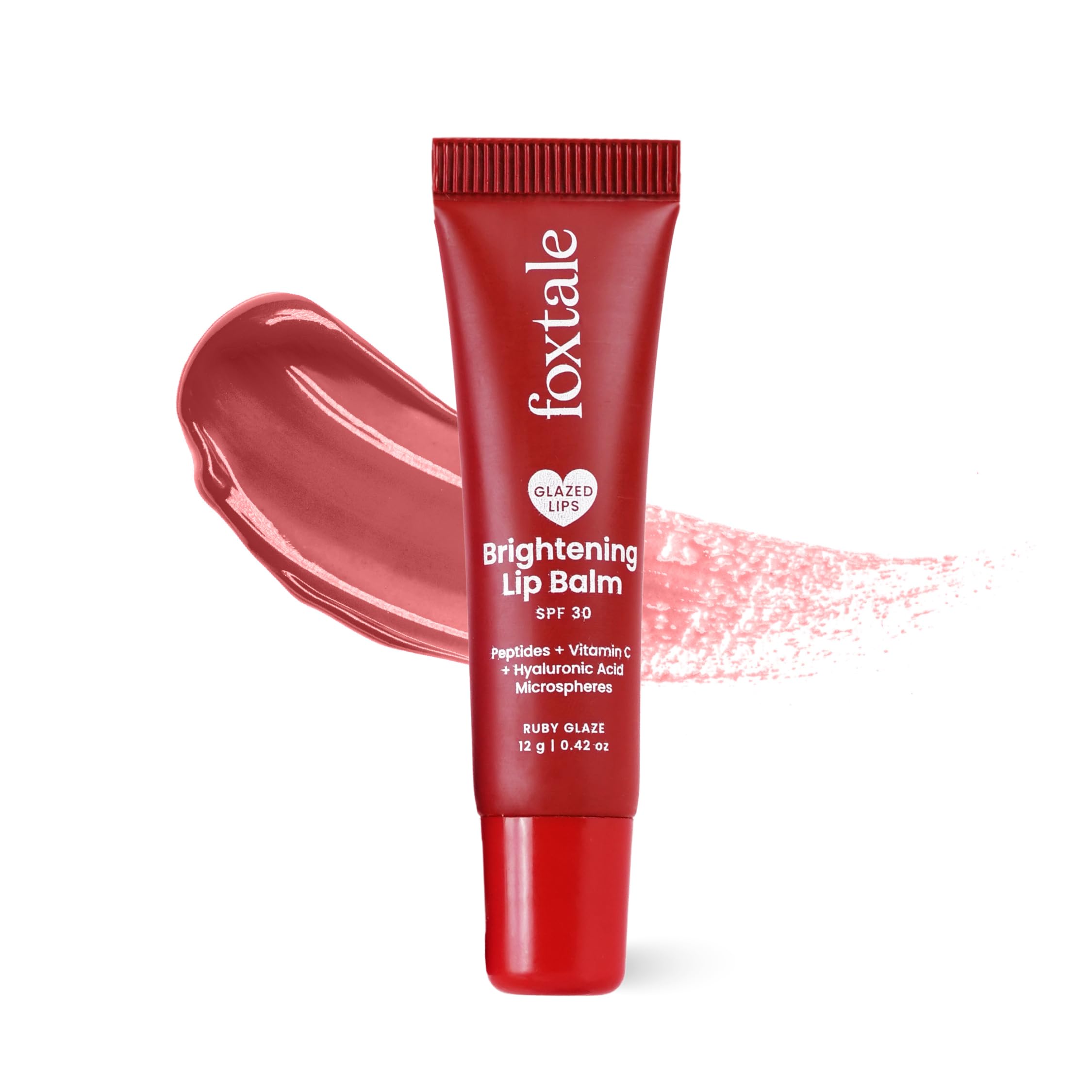 FoxTale Limited Edition SPF 30 Brightening Balm with Peptides, Vitamin C & Hyaluronic Acid | Brightens Lips | Reduces Pigmentation | Hydrates Lips | SPF Lip Balm | Tinted Lip Balm Valentine Ruby Muse