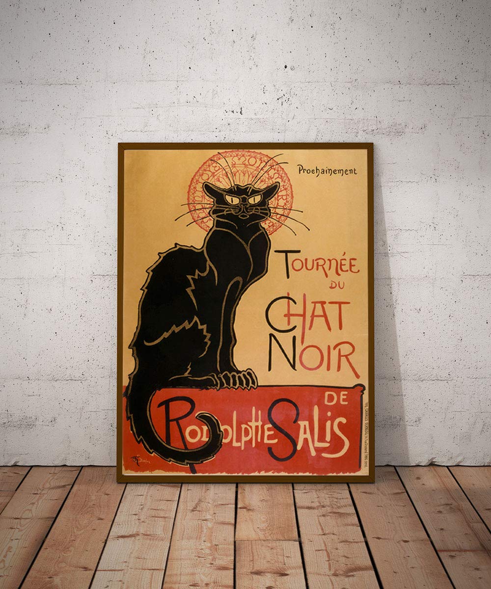 Le Chat Noir Poster - Schwarze Katze Bonjour 21x30cm