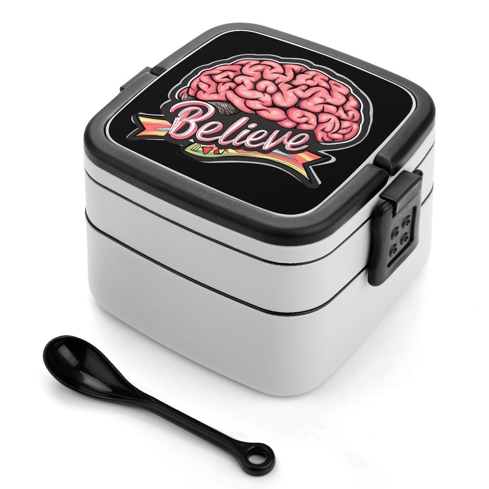 CGSBNGHA Believe-Brain-Cancer Bento Lunch Box 2 Layer Lunchbox Food Container for Adults Office