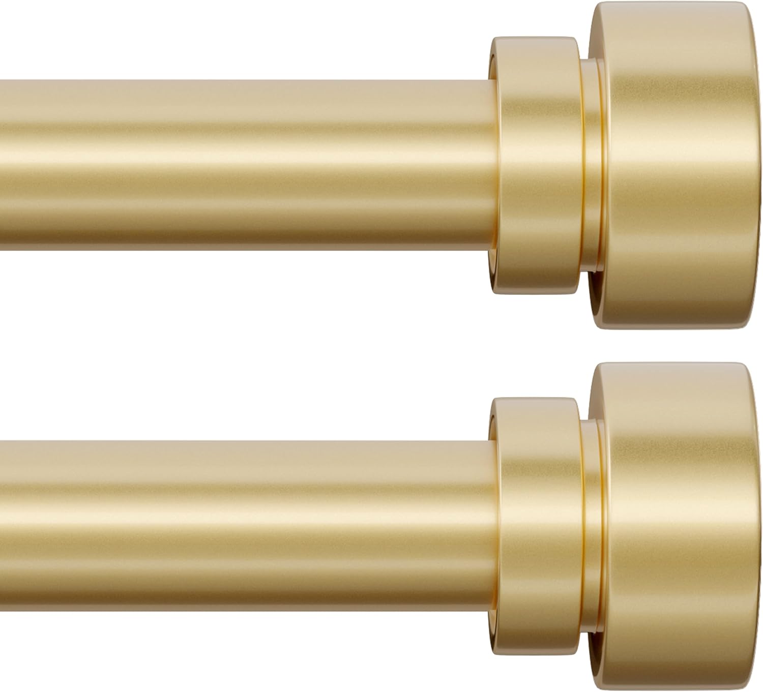 PORTRES Modern Gold Curtain Rods set of 2 for Windows 48 to 84 Inches Adjustable Length 1" Diameter Heavy Duty Curtain Rod with Farmhouse Decorative Finials for Outdoor Bedroom Kitchen Living Room 16"-88"|2 Pack Warm Gold