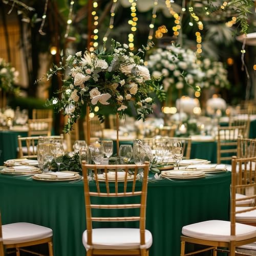 Miniatura 31 de Mantel redondo de 60 pulgadas blanco con borde elástico – Mantel ajustado sin arrugas y lavable para mesa redonda de 5 pies, mantel reutilizable