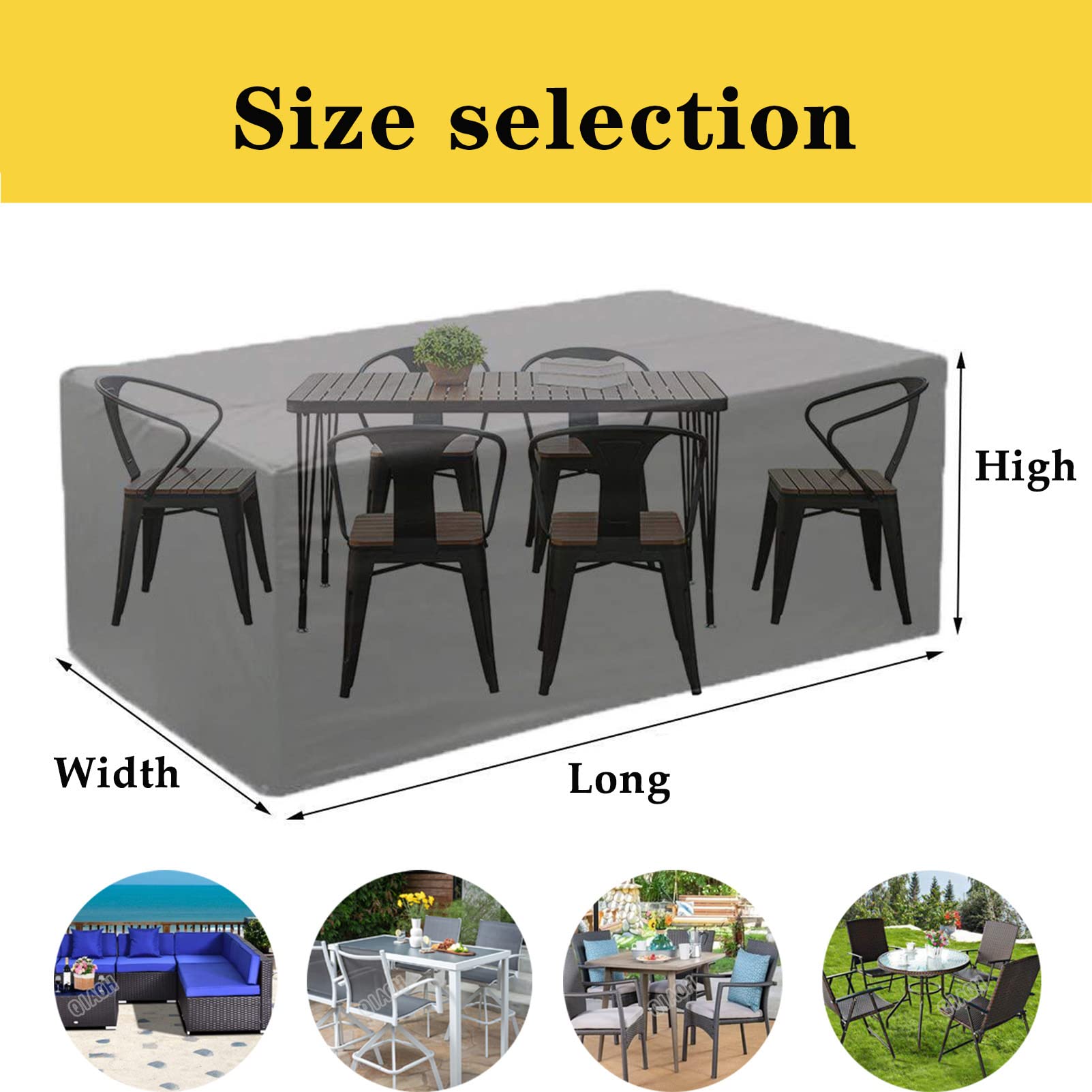 Funda Mesa De Jardin Rectangular 200x140x90cm, Cuadrada, Funda De Sofá para Exterior, Fundas De RatáN para Muebles De Patio, Cubo De Exterior A Prueba De Viento, Anti-UV, para Mesa, Silla