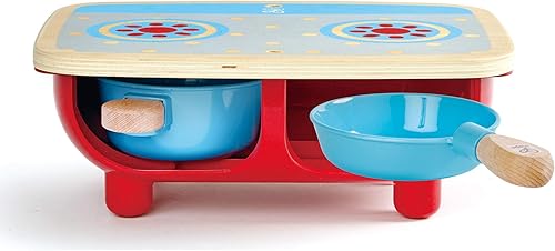 Miniatura 2 de Hape Juego de cocina para niños pequeños | Juego de cocina de madera de 6 piezas, juego de cocina con estufa de juguete, sartén, cuchara, espátula