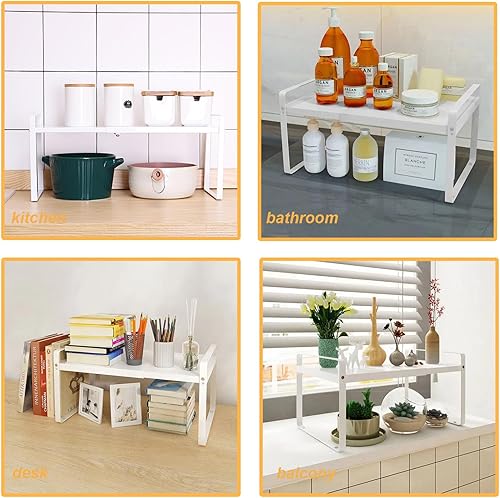 Miniatura 7 de Estantes de almacenamiento de cocina de metal expandibles, armario de cocina y estante organizador de mostrador para baño, dormitorio, oficina,