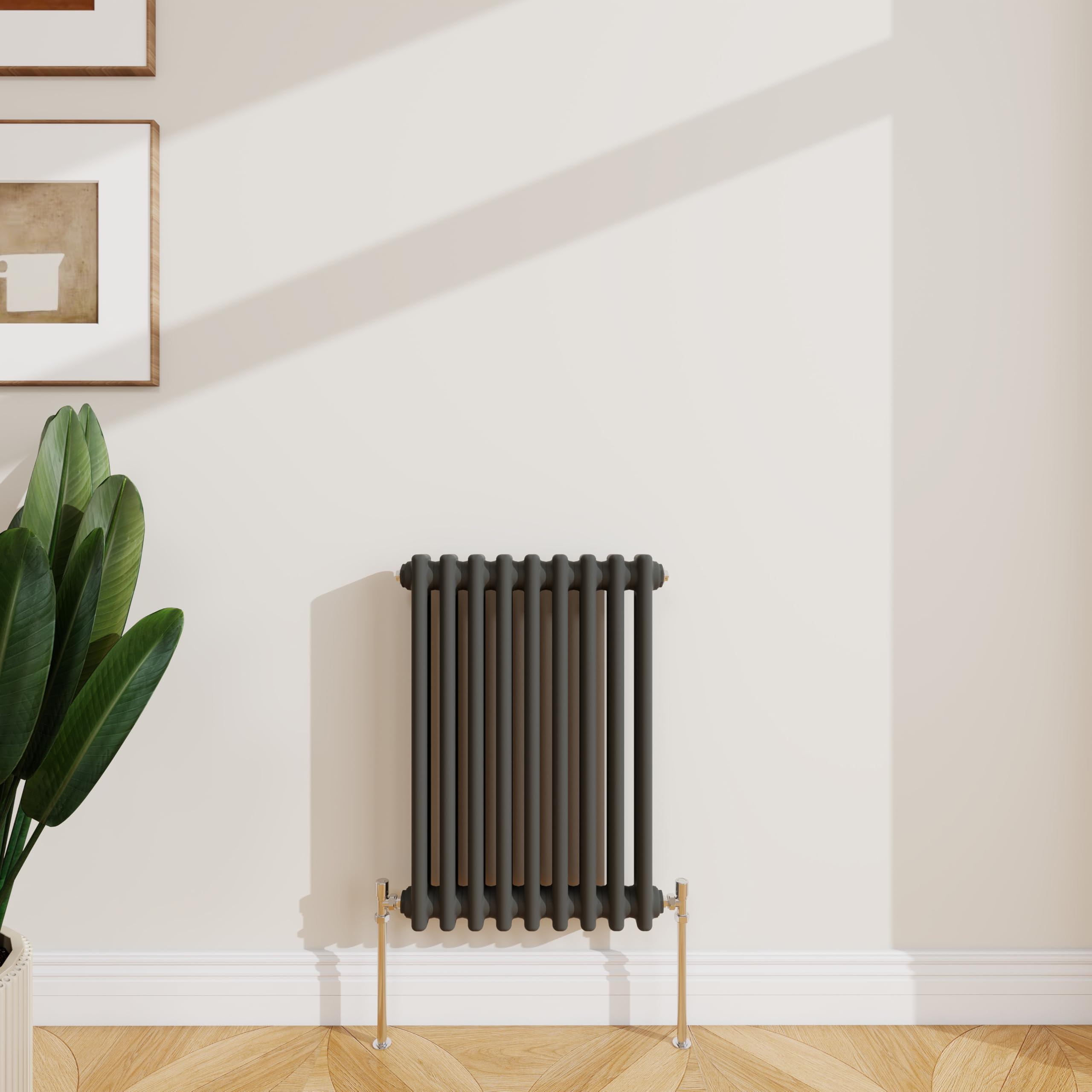 SLINE SANITARY 600x425mm Cast Iron Style Traditional 2 Column Horizontal Anthracite Central Heating Radiator