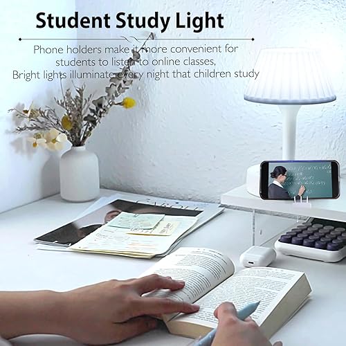 Miniatura 6 de Table Lamp with USB Port and Outlet, Small Desk Lamp for Bedroom, 3-Colors Dimmable LED Lamps Eye Care Night Stand Lights, USB Charging Desk Lights