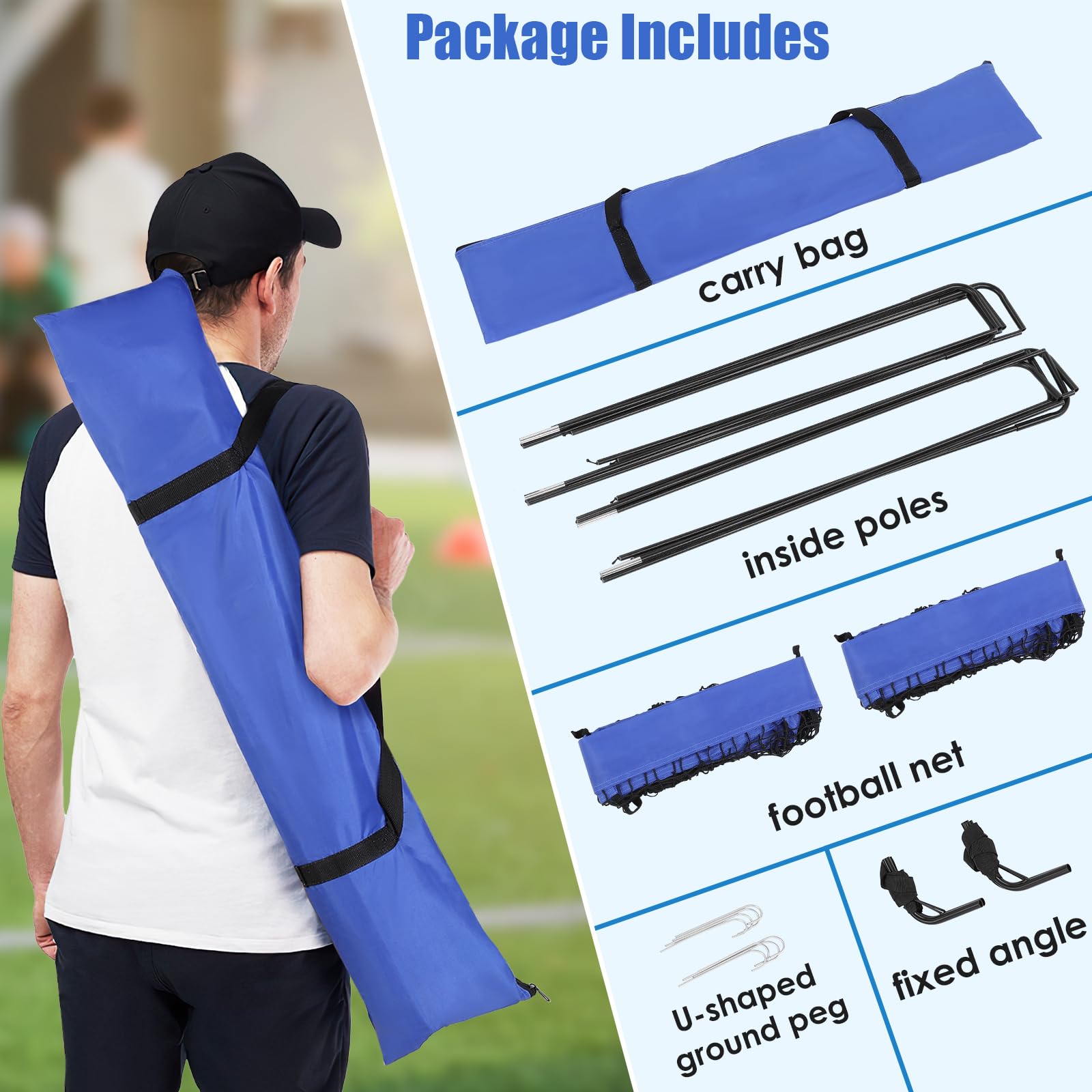 Juego de 2 porterías de fútbol para jardín, 180 x 90 x 90 cm, barras reforzadas de fibra de vidrio y redes de alta calidad, portería plegable Pop-Up Goal, juego de portería de fútbol para uso
